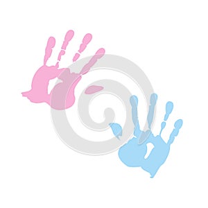 Handprint of girl and boy