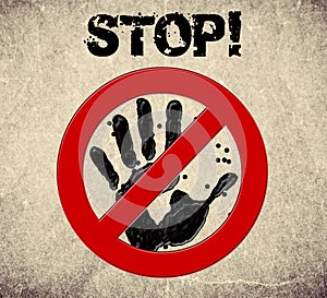 Handprint stop sign illustration