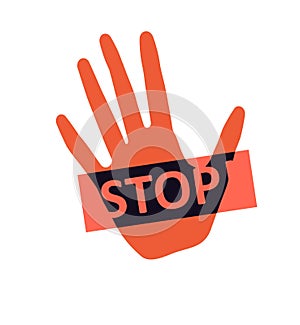 Handprint stop sign illustration design over a white background