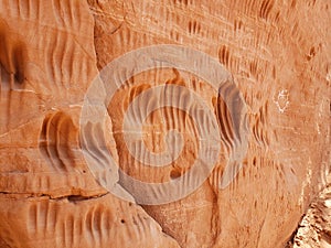 Handprints etched in sandstone at Indian Cave, Kodachrome Basin Utah State Park