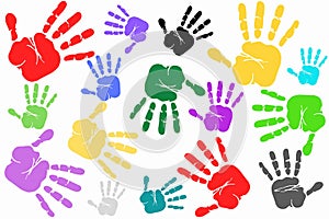 Handprints in various colors