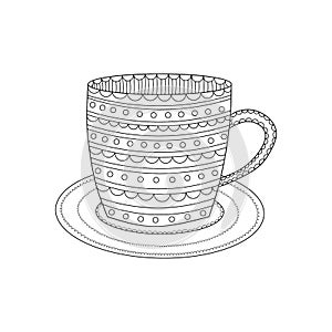 Handr drawn cup. Mug icon. Coloring page