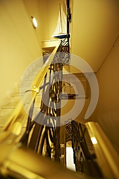 Handrail closeup on stair