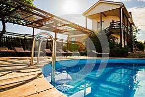 A handrail for pool stairs is an important safety feature in a swimming pool.