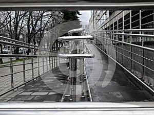 Handrail for rise on a wheelchair. Brilliant hand-rail from stainless steel