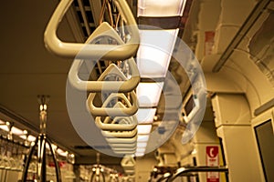 Handrails in electric trains that are empty during travel to reduce disease outbreaks