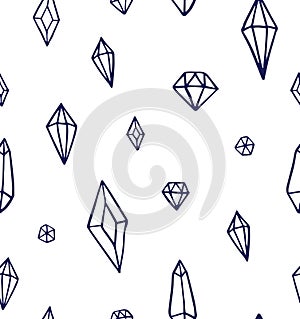 Handrawn crystal gems pattern vector