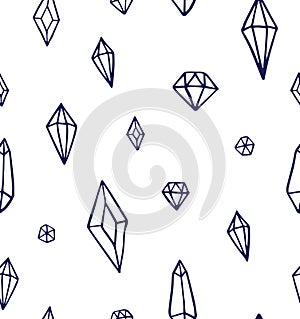 Handrawn crystal gems pattern vector photo