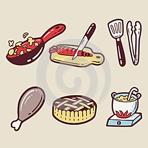 Handrawn Doodle Icon With Cooking Theme