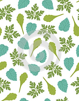 Handrawn leaves pattern vector