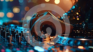 The DJ's Hands at Nightclub. AI generated