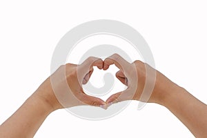 Hands as a hart shape on white background
