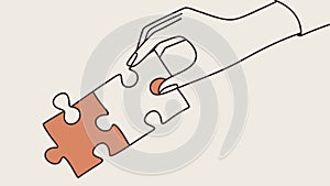 Hands Assembling Puzzle Pieces, Completion and Unity, vector design Generative AI