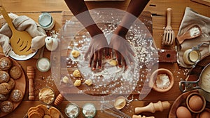 A Hands-on Baking Session. AI generated