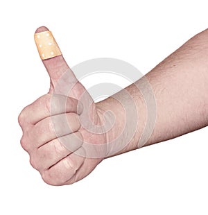 Hands with band-aid adesive plaster