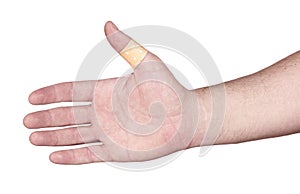 Hands with band-aid adesive plaster