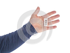 Hands with bar code