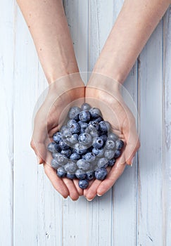 Hands Blueberries Food Background