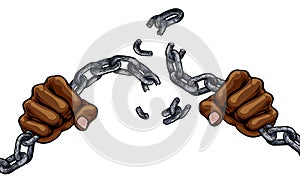 Hands Breaking Chain Links Freedom Design