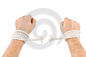 Hands and breaking rope