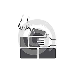 Hands of bricklayer service