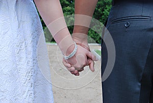 Hands of the bride and groom