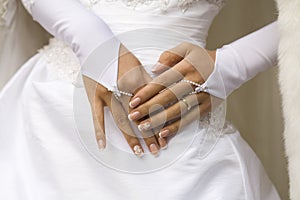 Hands of bride with manicure