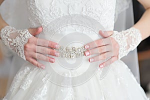 Hands bride with a manicure
