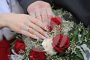 Hands of the bridegroom and bride