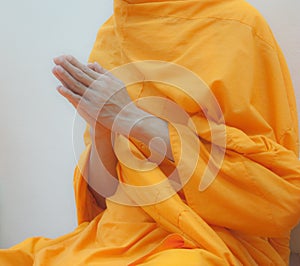 Hands of Buddhist monk