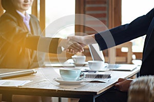 Hands of business asian woman cooperate on conference table,successful business concept