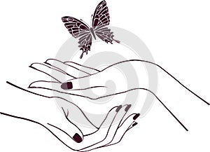 Hands with butterfly