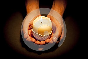 Hands with candle