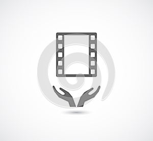 Hands care about film strip icon