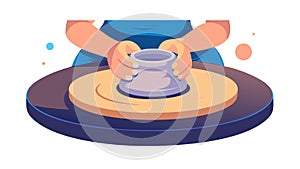 Hands Centering Clay on Pottery Wheel: Craft, vector design Generative AI