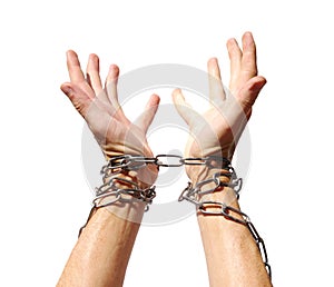 Hands chained together