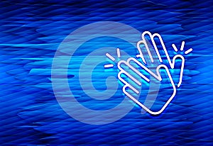 Hands clap icon aqua wave abstract blue background illustration