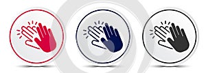 Hands clap icon crystal flat round button set illustration design