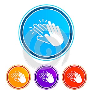 Hands clap icon flat design round buttons set illustration design