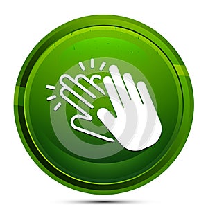 Hands clap icon glassy green round button illustration