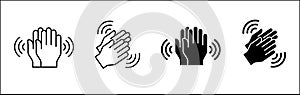 Hands clap symbol. Hand clapping icons. Applaud and acclamation sign. Simple flat icon of praise and cheering graphic design photo