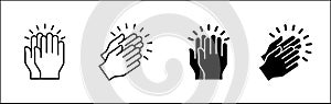 Hands clap symbol. Hand clapping icons. Applaud and acclamation sign. Simple flat icon of praise and cheering graphic design photo