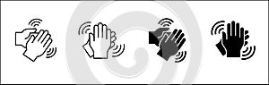 Hands clap symbol. Hand clapping icons. Applaud and acclamation sign. Simple flat icon of praise and cheering graphic design photo