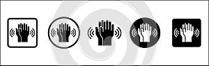 Hands clap symbol. Hand clapping icons. Applaud and acclamation sign. Simple flat icon of praise and cheering graphic design photo