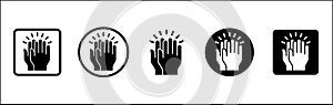 Hands clap symbol. Hand clapping icons. Applaud and acclamation sign. Simple flat icon of praise and cheering graphic design photo