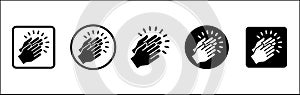 Hands clap symbol. Hand clapping icons. Applaud and acclamation sign. Simple flat icon of praise and cheering graphic design photo