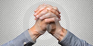 Hands clasped together isolated