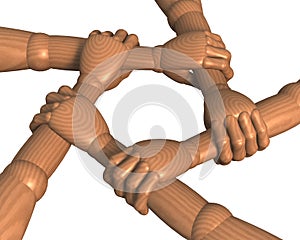 Hands clasping forearms ring, team building