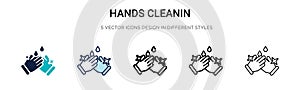 Hands cleanin icon in filled, thin line, outline and stroke style. Vector illustration of two colored and black hands cleanin