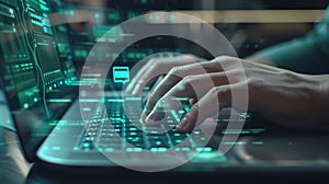 Hands on a Coding Laptop.AI generated image